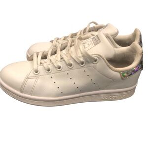 ADIDAS Stan Smith‎ Ortholite Iridescent Heel White Sneakers Youth Size 3.5